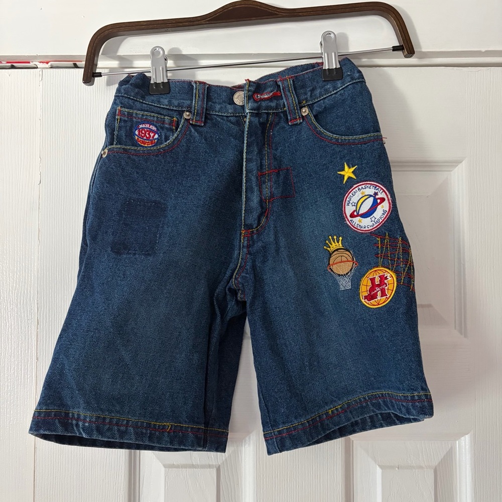 Kids Denim Harlem Globetrotters Shorts‎ 4 Da Street Size 7 EUC - Picture 1 of 6
